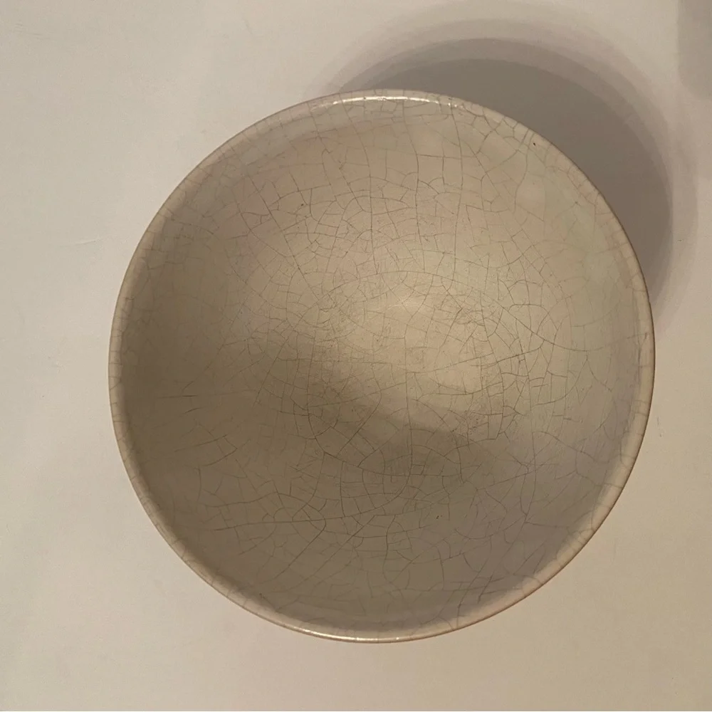 CNF CERAMICHE NICOLA FASANO GROTTAGLIE ITALIAN POTTERY BOWL WHITE GRAY CRACKLE